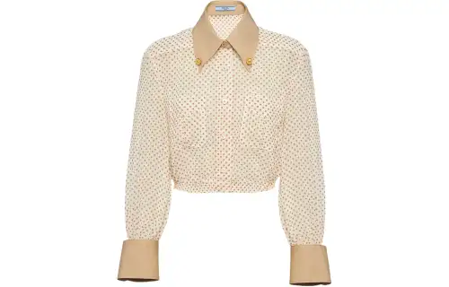 PRADA Shirts Women's Khaki Pointed Collar Moderate Shirt