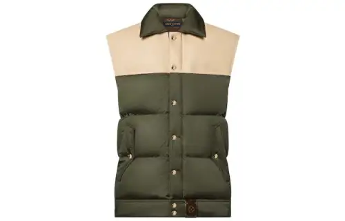 LOUIS VUITTON Leather Accent Sleeveless Puffer Jacket