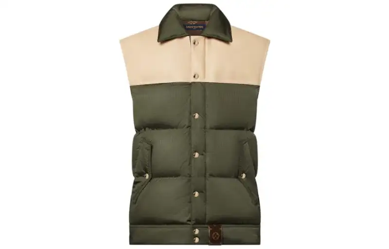 LOUIS VUITTON Leather Accent Sleeveless Puffer Jacket