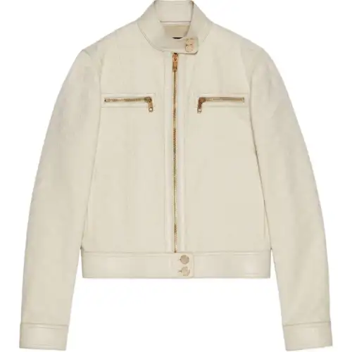 GUCCI Jackets Women's Beige Stand Collar Moderate