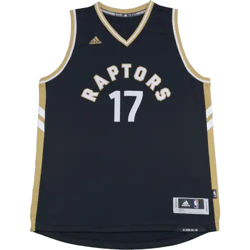 Adidas NBA No. 17 Toronto Raptors SWINGMAN Fan Edition Valanciunas 2015-16 Season V-neck pullover sleeveless basketball vest, same style for men and women, black