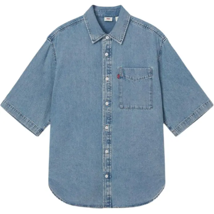 Levi's Shirts Men's Blue Lapel Moderate Denim