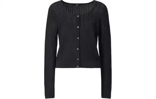 UNIQLO C Collection Knitwear Women's Black Crew Neck Moderate Cardigan