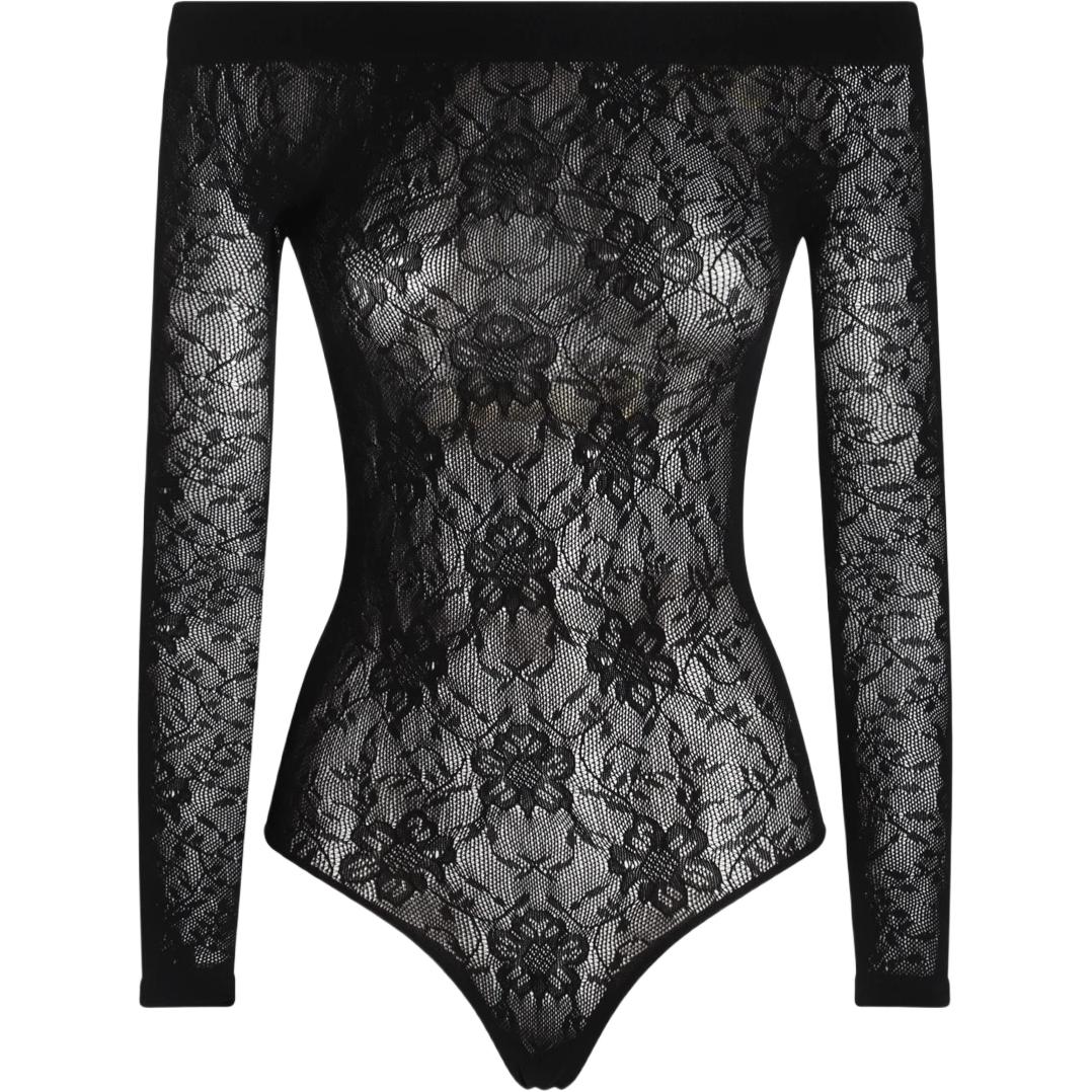 SAINT LAURENT Lace Detailed Off-Shoulder Top