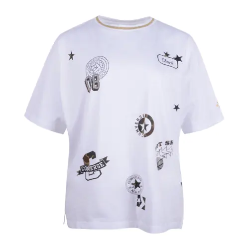 Converse T Shirts Women's White Crew Neck Moderate
