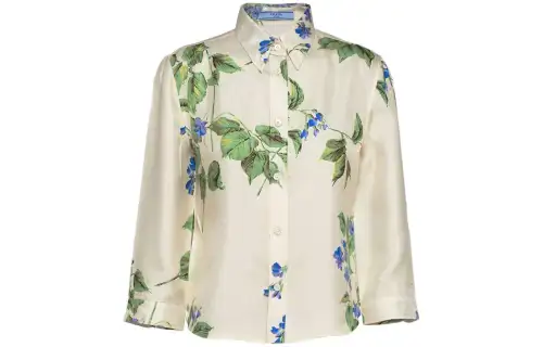 PRADA Shirts Women's Ivory Pointed Collar Moderate Shirt