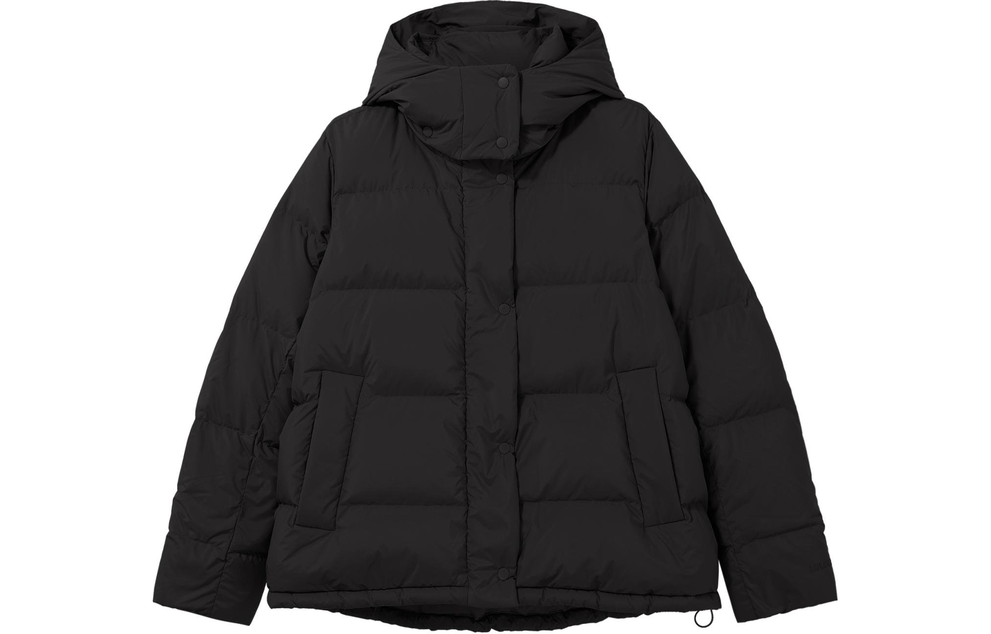 Lululemon Wunder Puff Series 600 Puff Goose Down Solid Color Letter Logo Windproof Five-Grid Hooded Short Down Jacket Winter Women