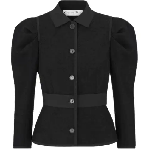 DIOR Fitted Jacket Black Virgin Wool And Cotton Bouclé Jackets & Coats Women's Black