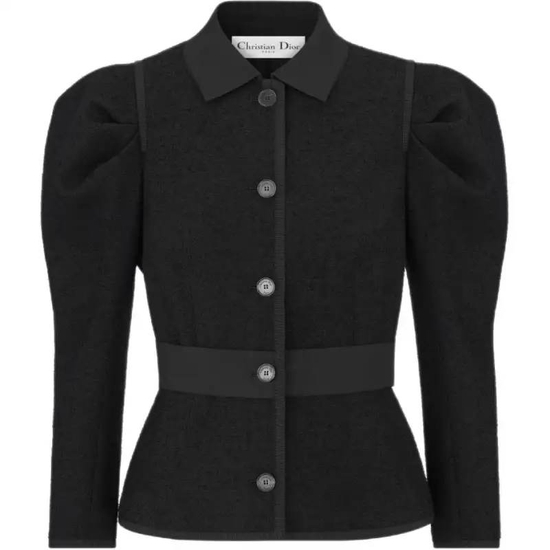 DIOR Fitted Jacket Black Virgin Wool And Cotton Bouclé Jackets & Coats Women's Black