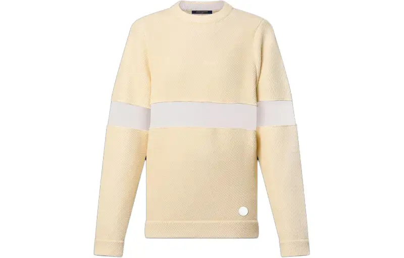 LOUIS VUITTON Tulle Insert Knit Pullover Knitwear Women's Light Yellow