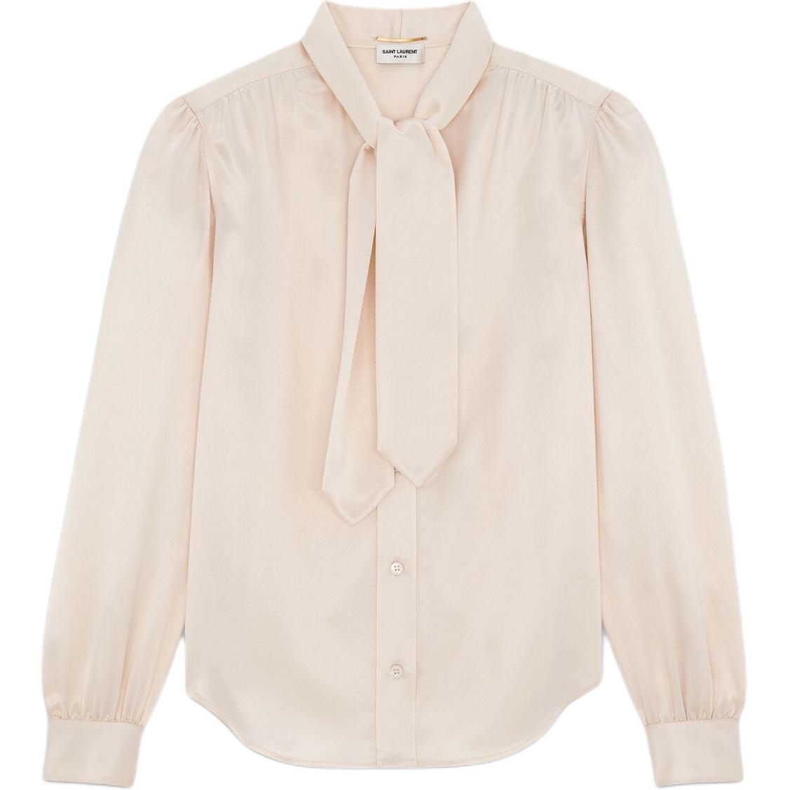 SAINT LAURENT Lavallière Neck Long Sleeved Blouse