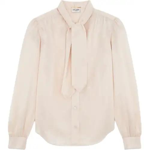 SAINT LAURENT Lavallière Neck Long Sleeved Blouse