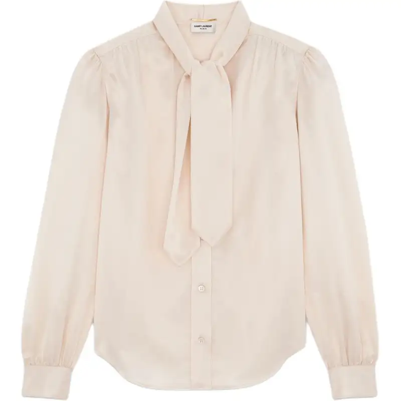 SAINT LAURENT Lavallière Neck Long Sleeved Blouse
