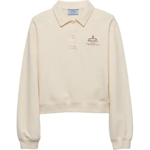 PRADA Logo embroidered Long sleeved Polo Shirt