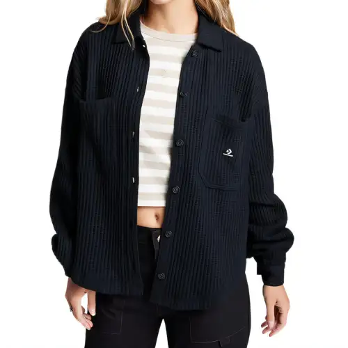 Converse Waffle Knit Button Down Oversized Shirt
