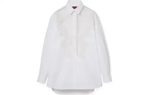 GUCCI Shirts Women's White Pointed Collar Moderate Shirt