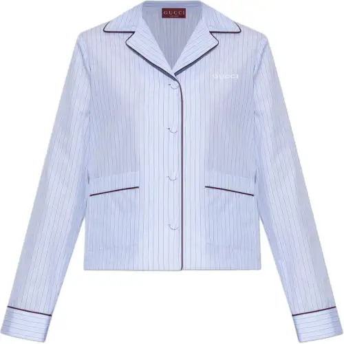 GUCCI Logo Embroidered Striped Top