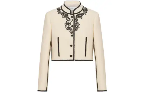 DIOR Jackets Women's White Stand Collar Moderate