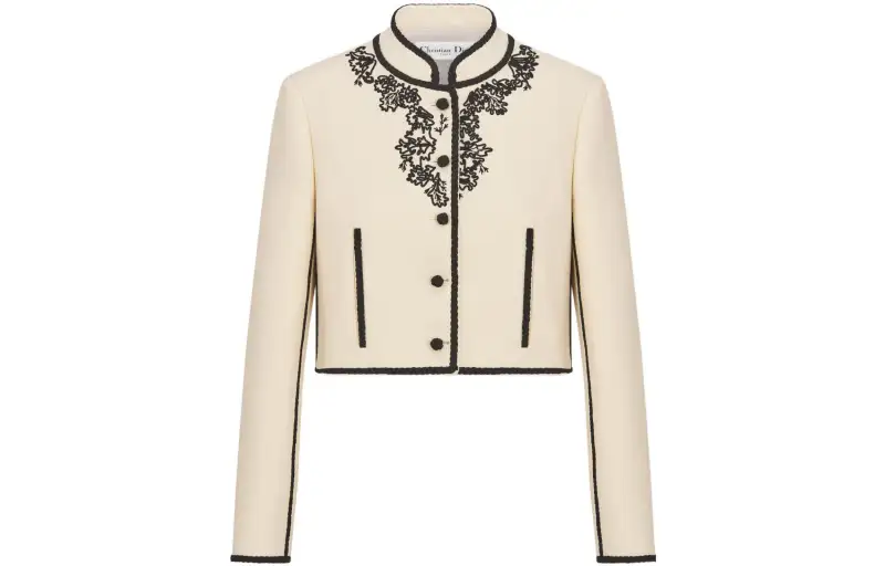 DIOR Jackets Women's White Stand Collar Moderate