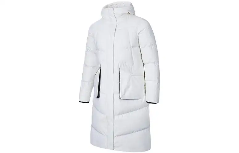 ANTA Variety Training Collection Down Jackets Women's Papyrus White Hooded Moderate Down Coat