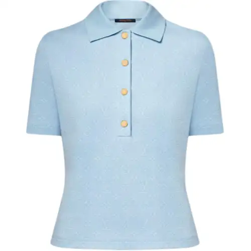 Lv Monogram Piqué Polo Top