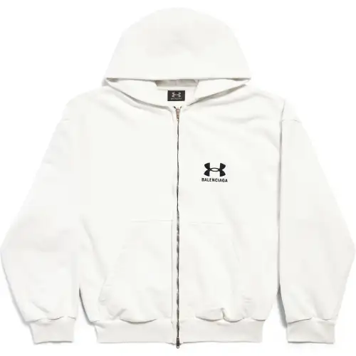 Balenciaga Logo Embroidered Zip Up Hoodie