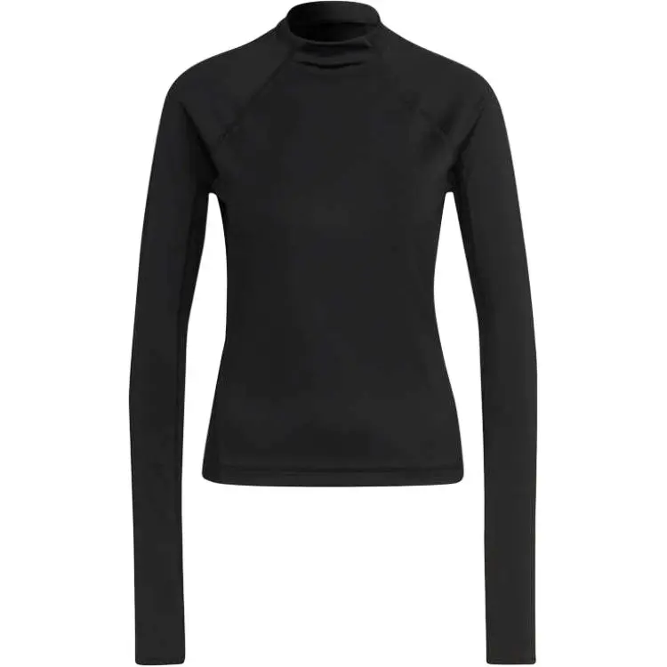 Adidas T-Shirts Women's Black Stand Collar Moderate Nipped-in Waist