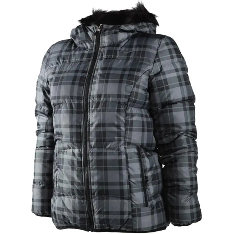 Nike Down Jackets Women's Gray Hooded Moderate Puffer Jacket