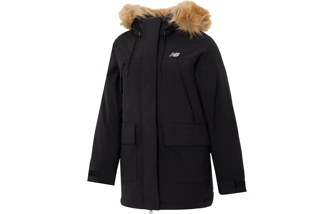 New Balance Down Jackets Women's Black Hooded Moderate Straight Fit