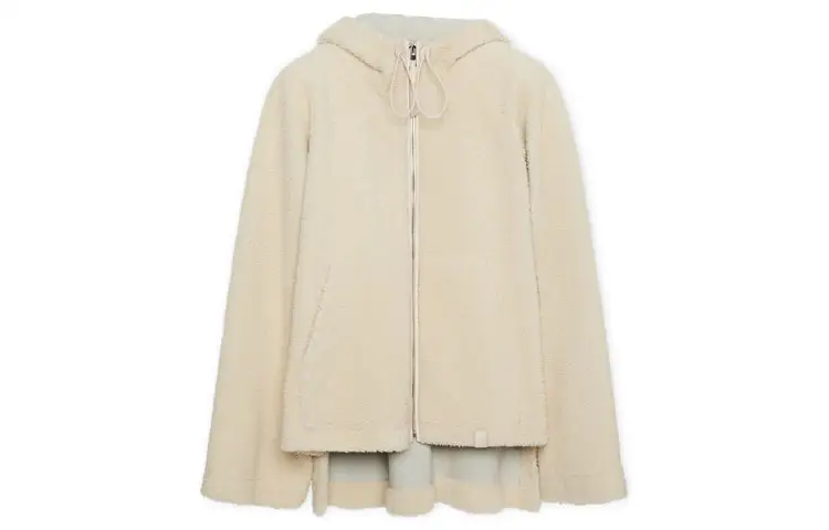 LOEWE Hooded Shearling Jacket 'Cream/Blue/Purple'