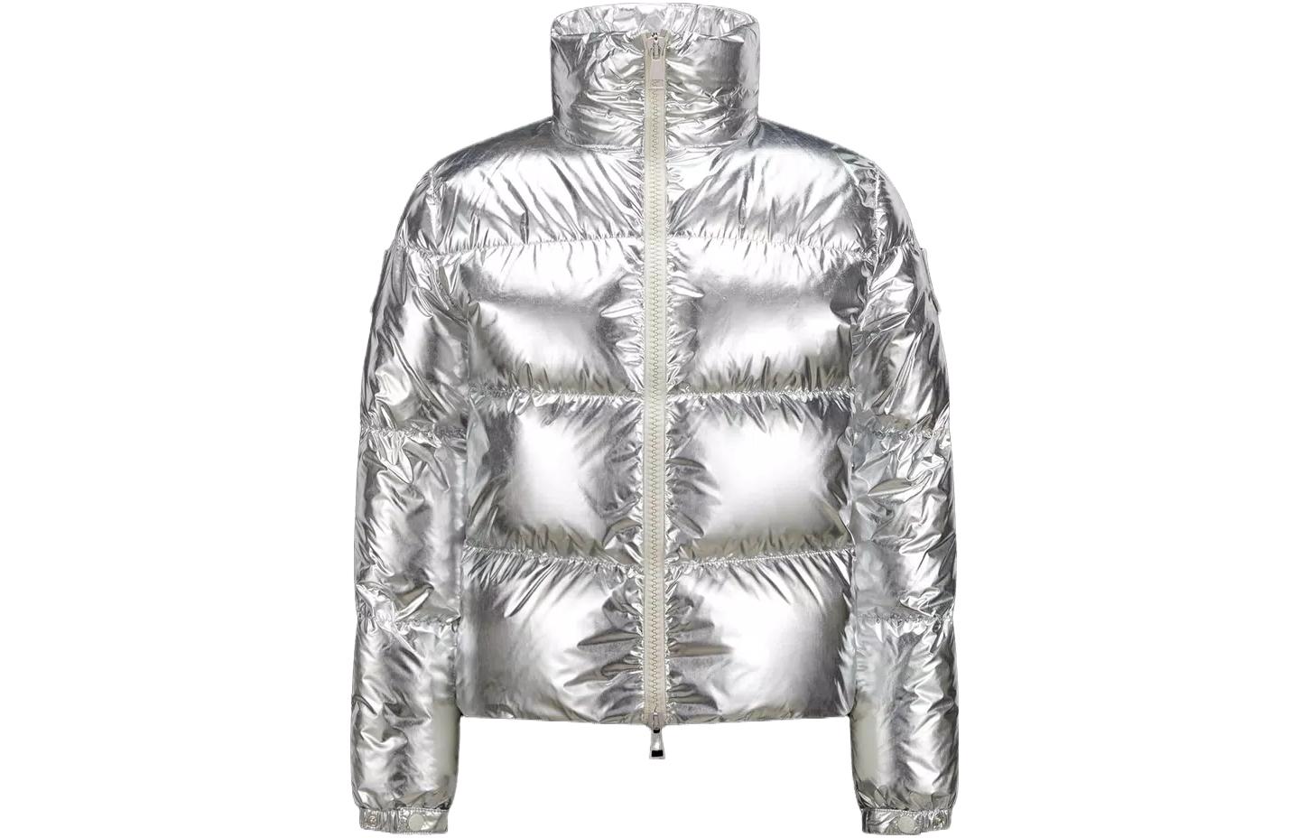 Женский пуховик Moncler Meuse (серебряный)