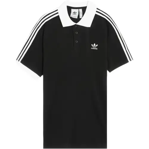 Adidas originals adicolor series clover three stripes cotton polo shirt men's black
