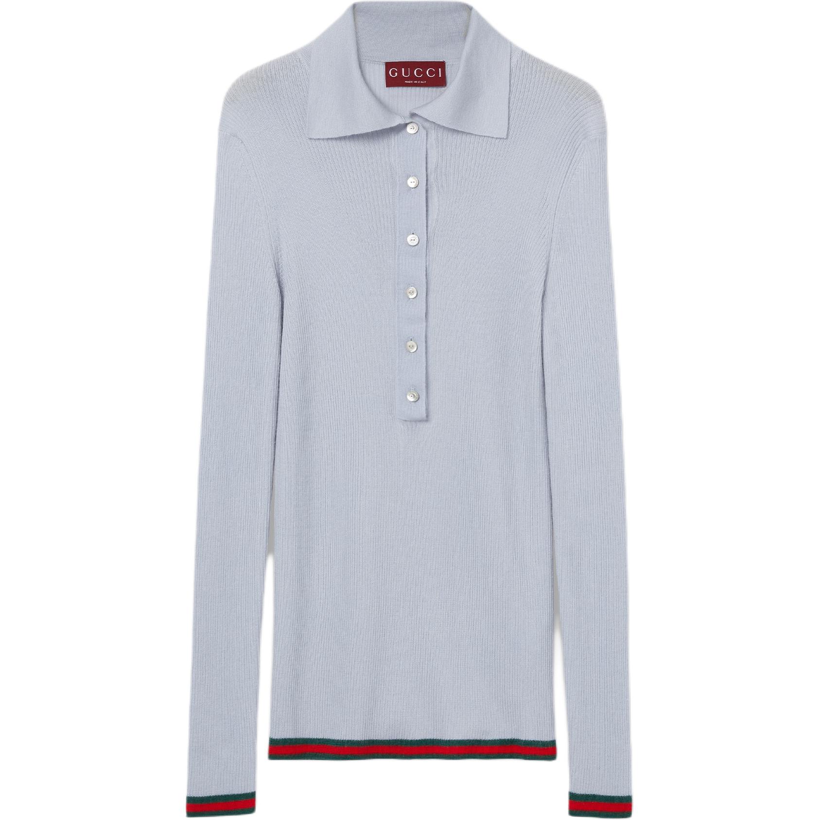 GUCCI Polo Shirts Women's Gray Polo Collar Moderate Other