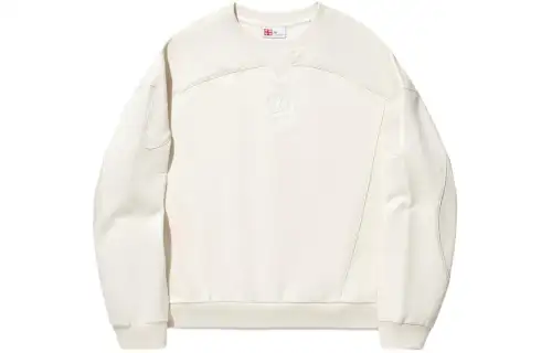 Li Ning Sweatshirts Women's Ecru Crew Neck Moderate Regular