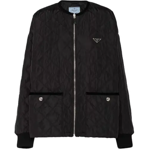 Prada quilted corduroy-trim jacket
