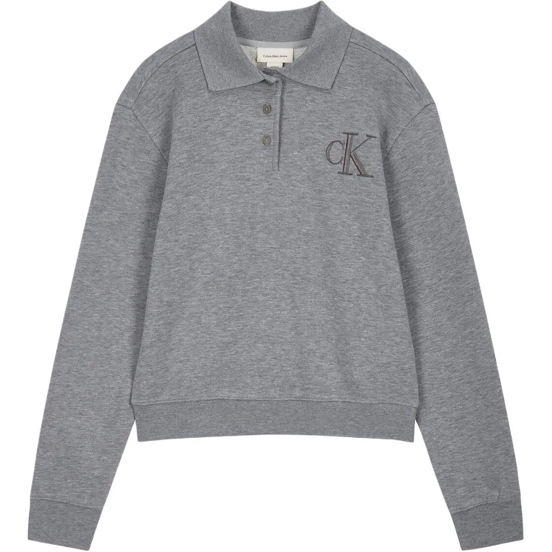 CALVIN KLEIN Polo Shirt Women's Medium Gray