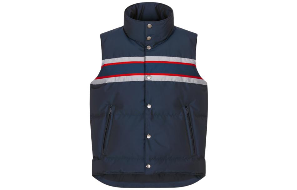 DIOR Down Vests Women's Blue Stand Collar Moderate