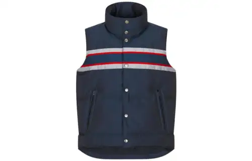 DIOR Down Vests Women's Blue Stand Collar Moderate