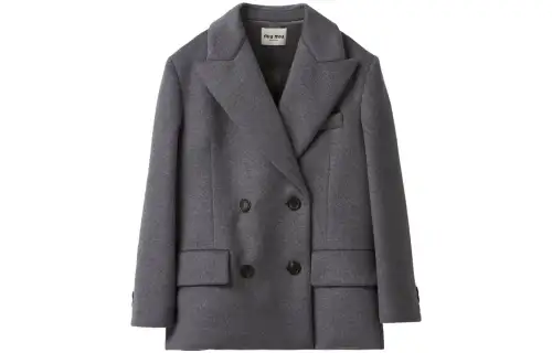 【RunwayPrevious Season】double-breasted velour wool blazer
