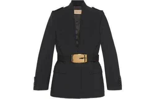 GUCCI Jackets Women's Marine Blue Stand Collar Moderate Other