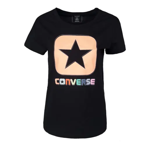 Converse Drop Shoulder Sleeve T Shirt Women's Black