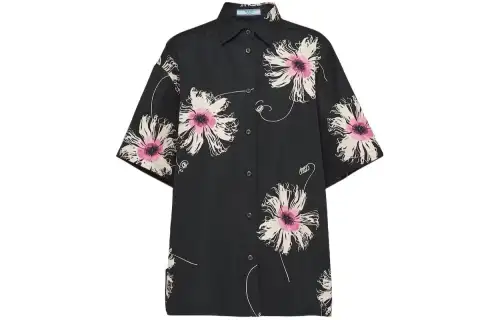 PRADA Shirts Women's Black Lapel Moderate Other