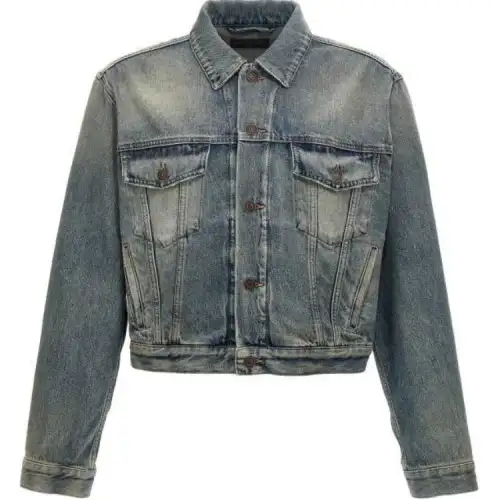 Balenciaga Logo Rhinestone Embellished Denim Jacket