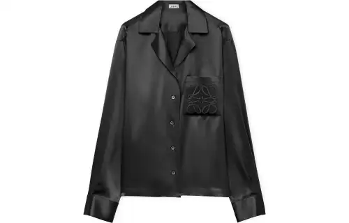 LOEWE Pyjama Blouse Crafted In Medium Weight Silk Satin Shirt Women's Black