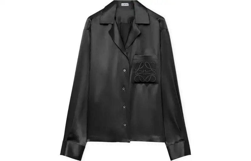 LOEWE Pyjama Blouse Crafted In Medium Weight Silk Satin Shirt Women's Black