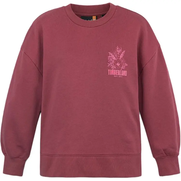 Timberland Casual Loose Fit Crew Neck Fleece Lined Sweatshirt Women's Sauce Red