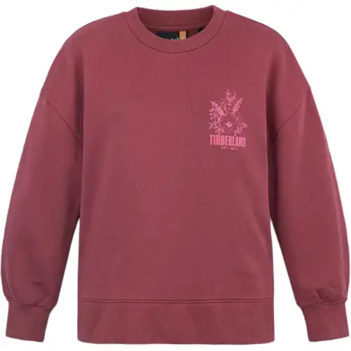Timberland Casual Loose Fit Crew Neck Fleece Lined Sweatshirt Women's Sauce Red