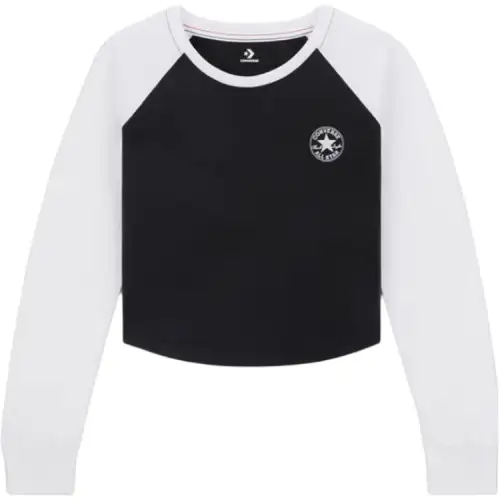 Converse T Shirts Women's Black Crew Neck Moderate