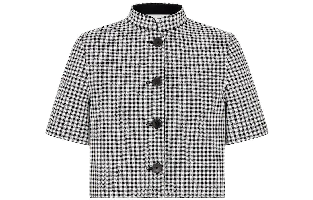 Christian DIOR Checkered Button Up Short Sleeved Jacket