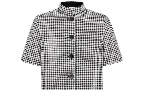 Christian DIOR Checkered Button Up Short Sleeved Jacket